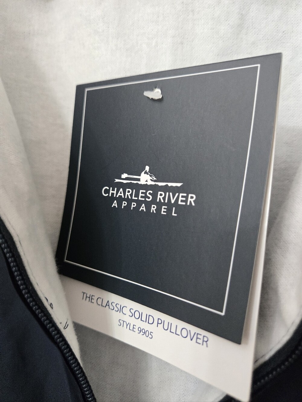 NWTCharles River Apparel Classic Pullover Rain Jacket Windbreaker XL  Navy Hoode - Picture 6 of 16